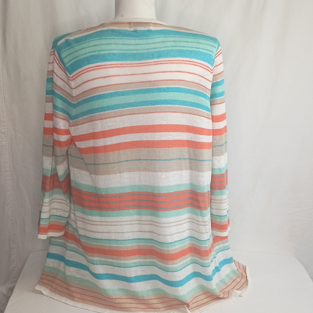 Women's Size XL Linen Cardigan Vacation Beach Coastal - Picture 4 of 12